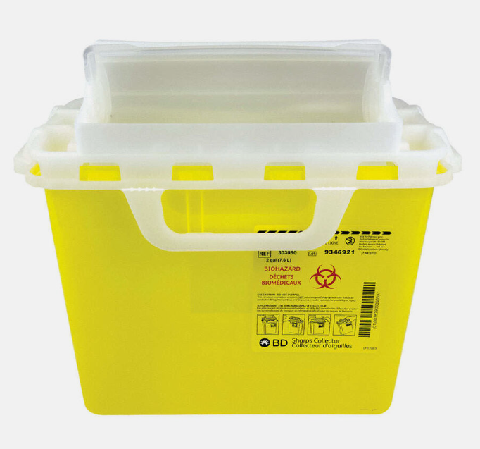 Sharps Collector, Horizontal Entry, Yellow, 7.6L