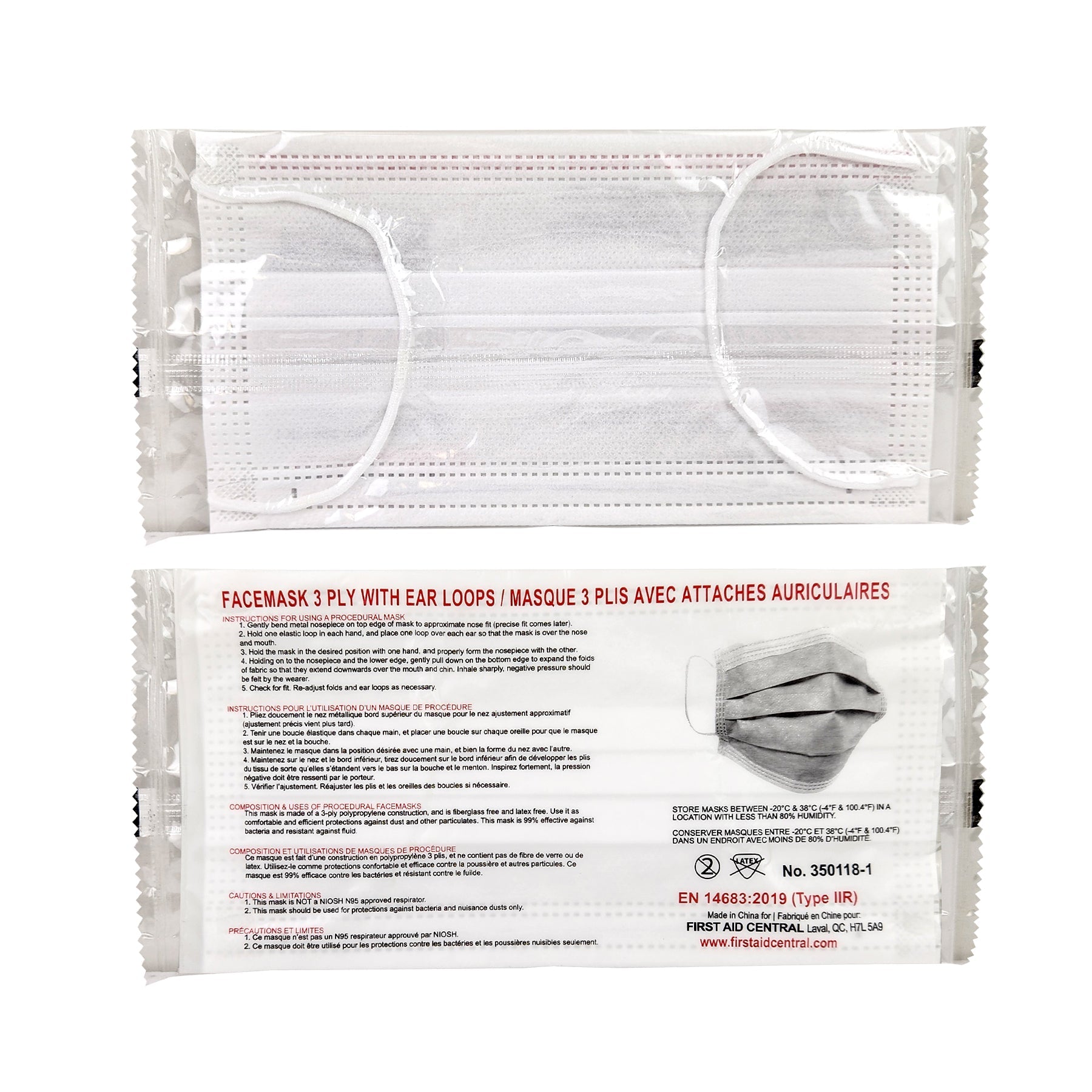Face Masks, Type 2R Standard, 3-Ply - Box of 50