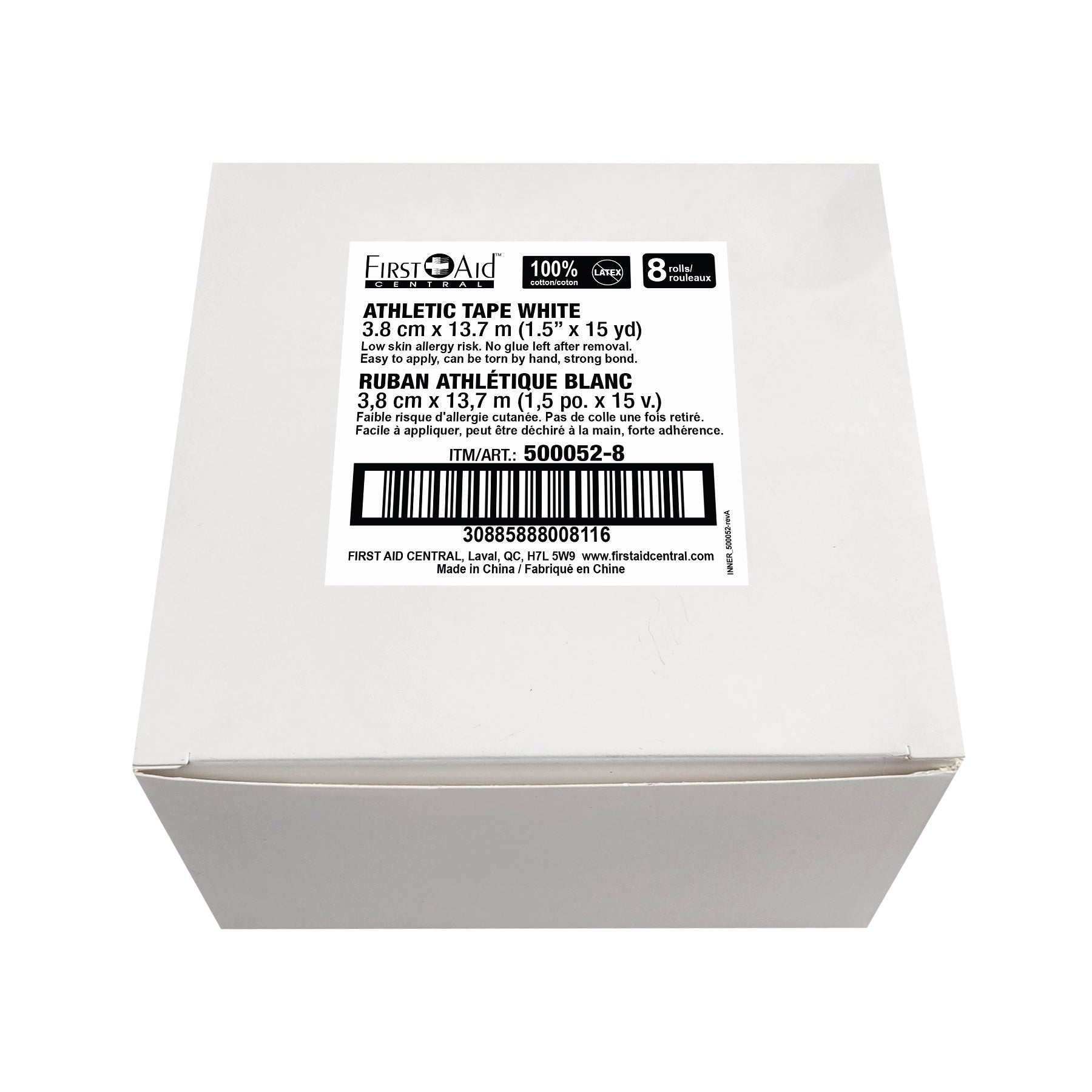 Liquidation - Ruban Athlétique Blanc - 3,8 cm x 13,7 m (1,5 po. x 15 v.)