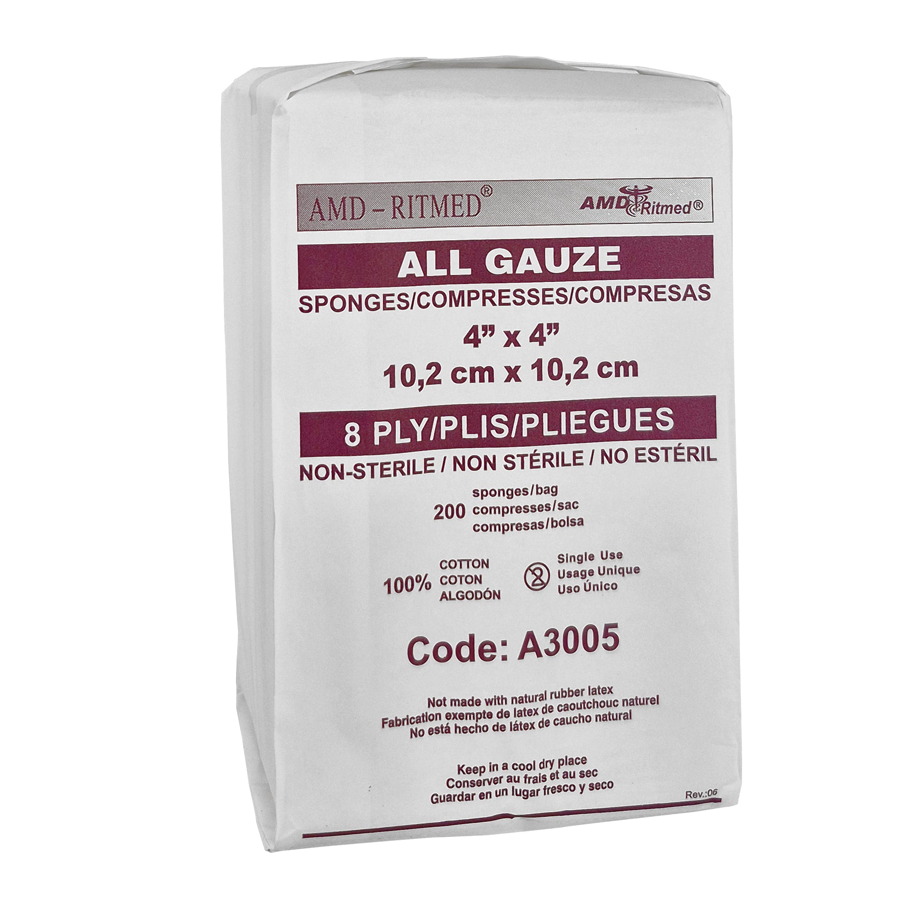 Éponges de gaze AMD-Ritmed (paquet de 200) - 10 x 10 cm (4" x 4")