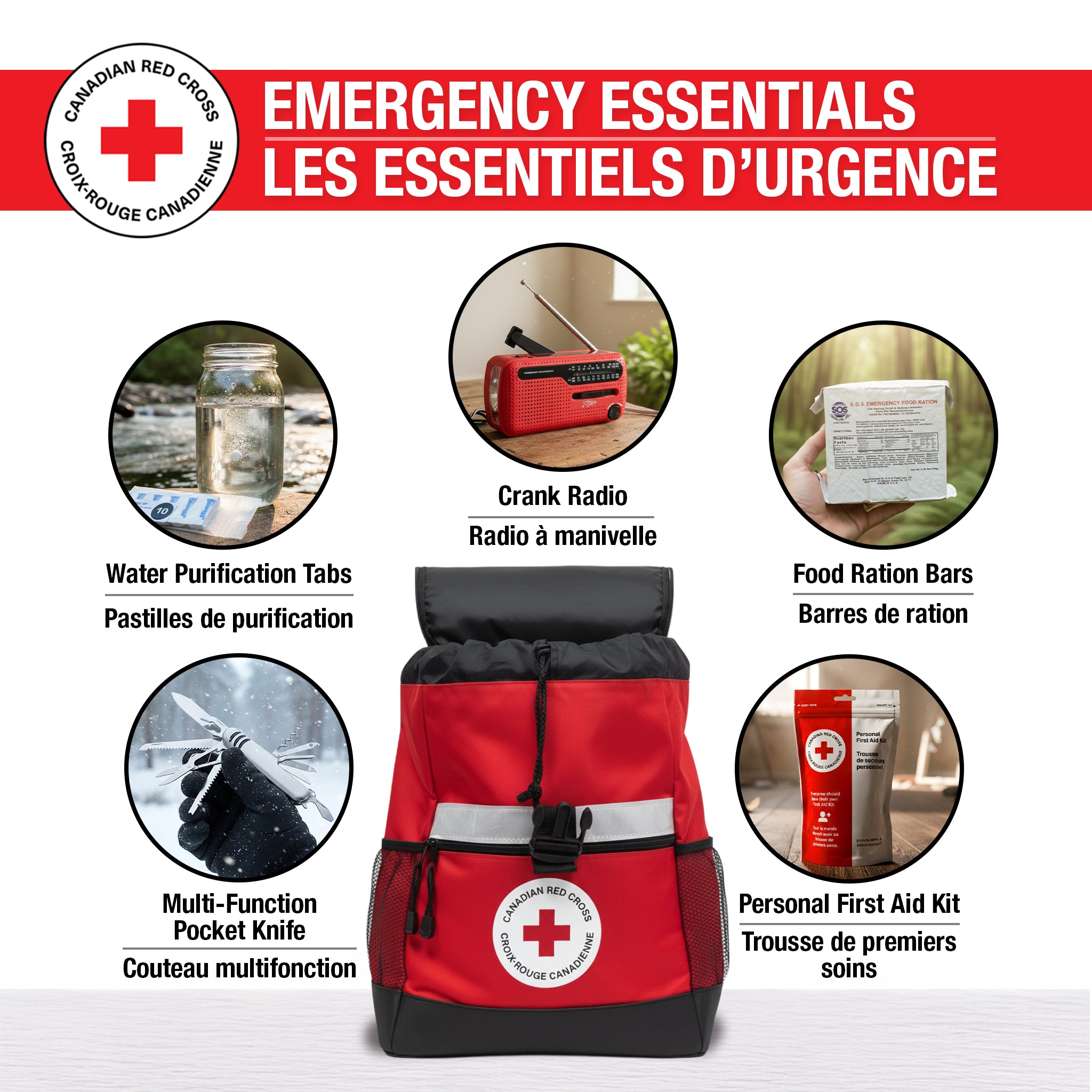 Trousse de survie de base pour une personne – Sac de survie d'urgence 72 heures