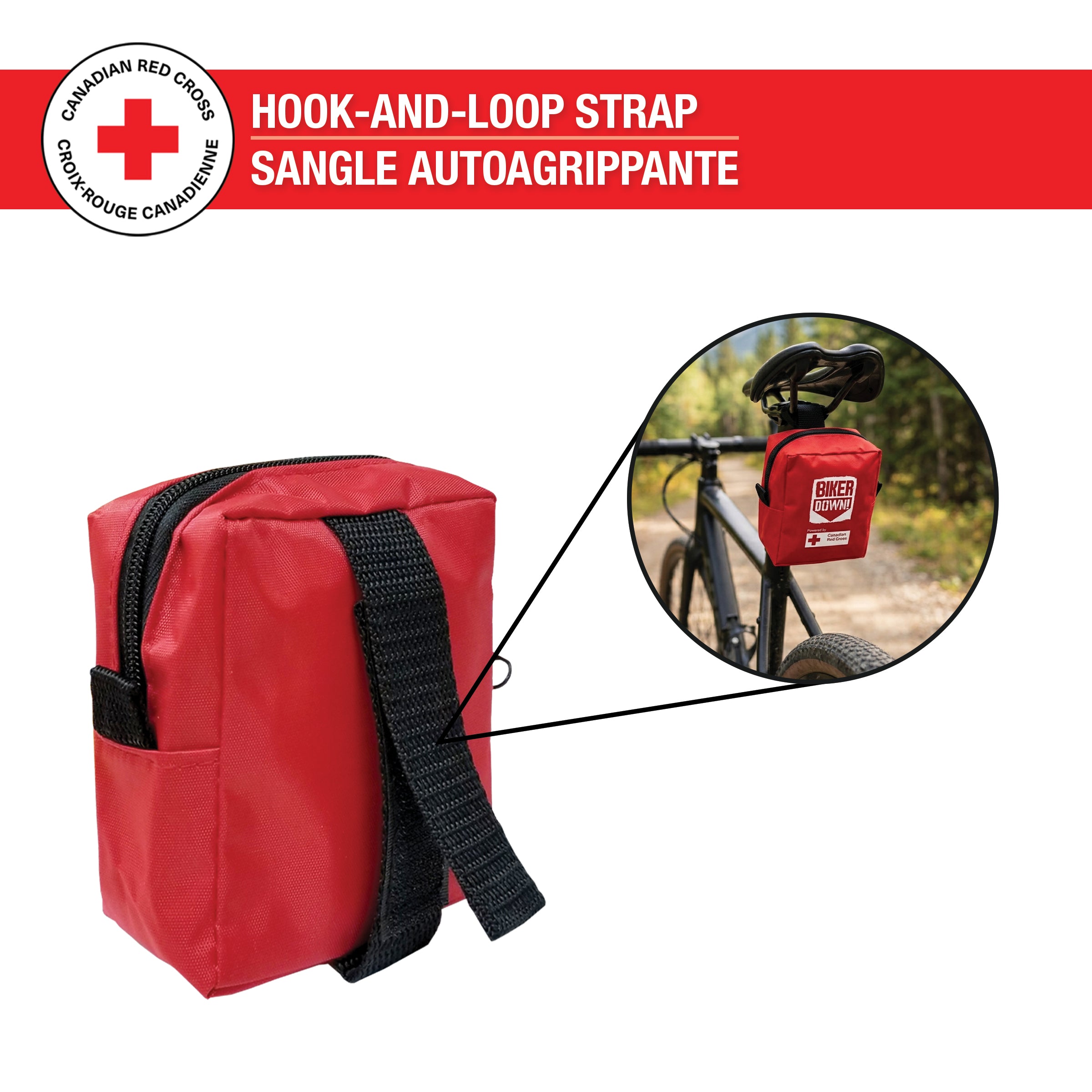 Biker Down Personal First Aid Kit, Nylon, Red