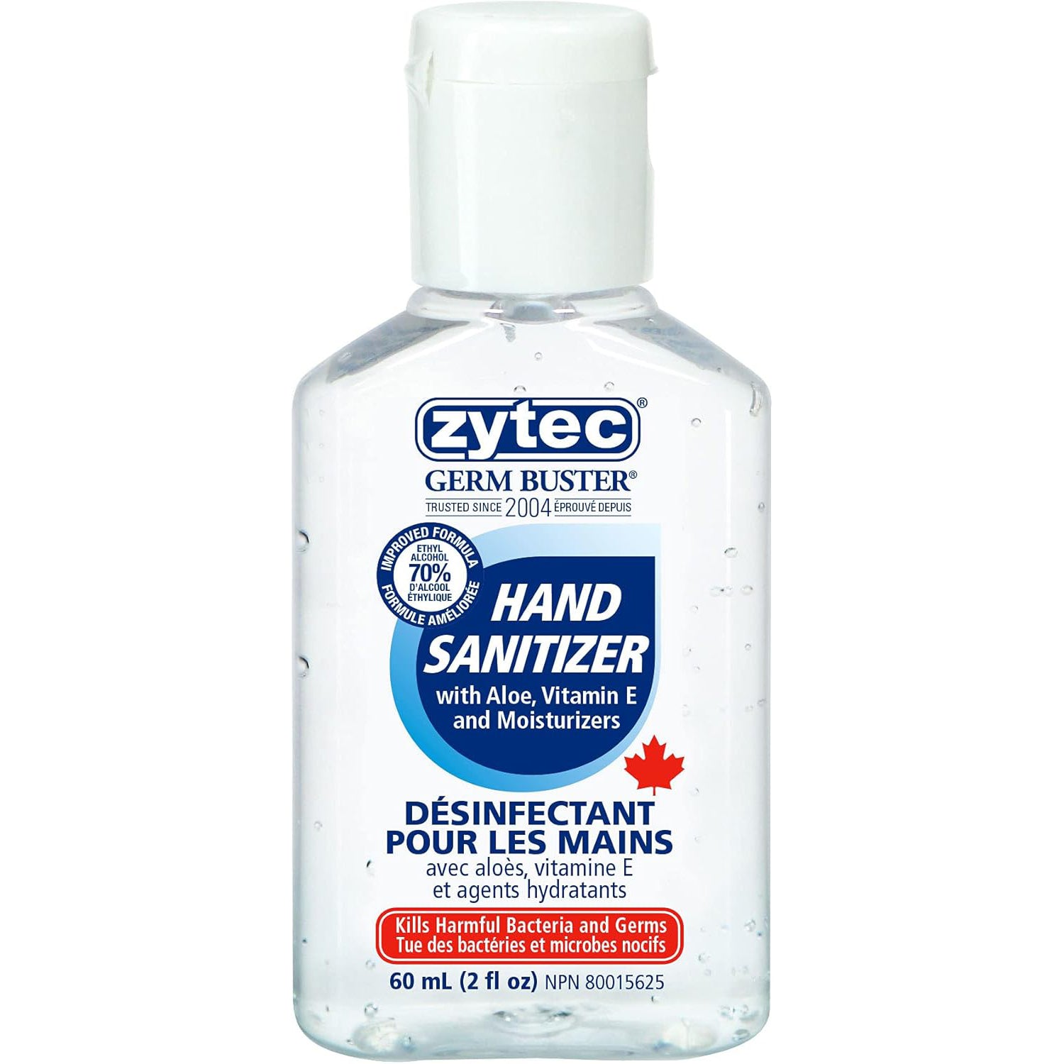 Gel désinfectant pour les mains transparent - 70 % d'alcool - 60 ml