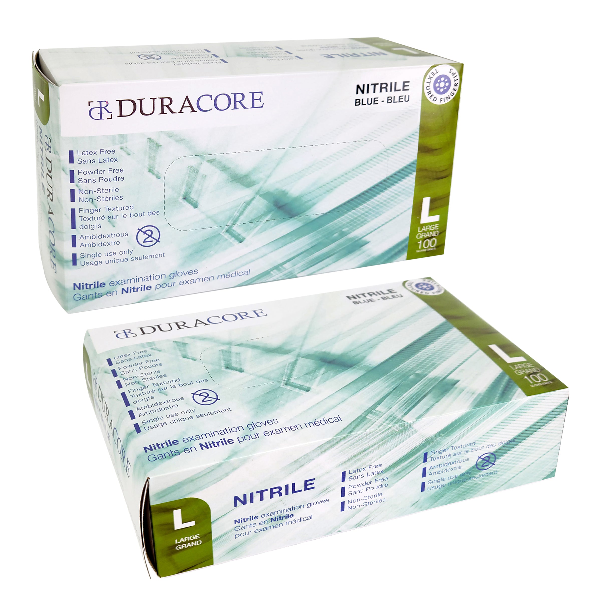 Gants d'examen médical en nitrile bleu DURACORE, 3 mil, boîte de 100