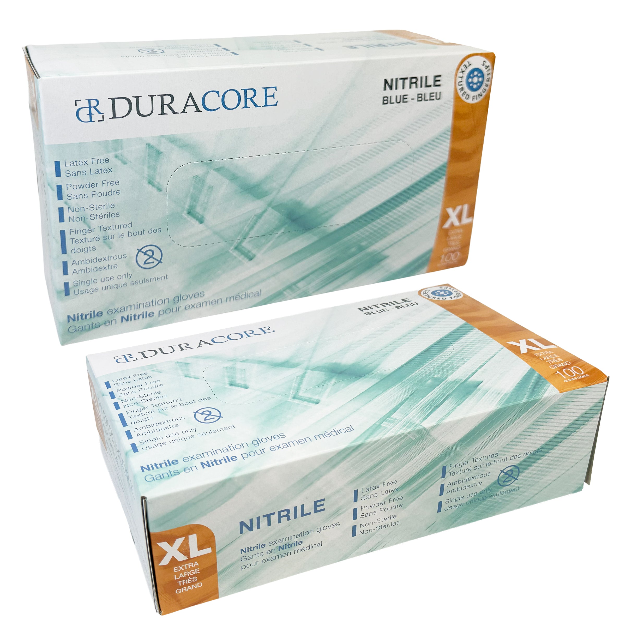 Gants d'examen médical en nitrile bleu DURACORE, 3 mil, boîte de 100