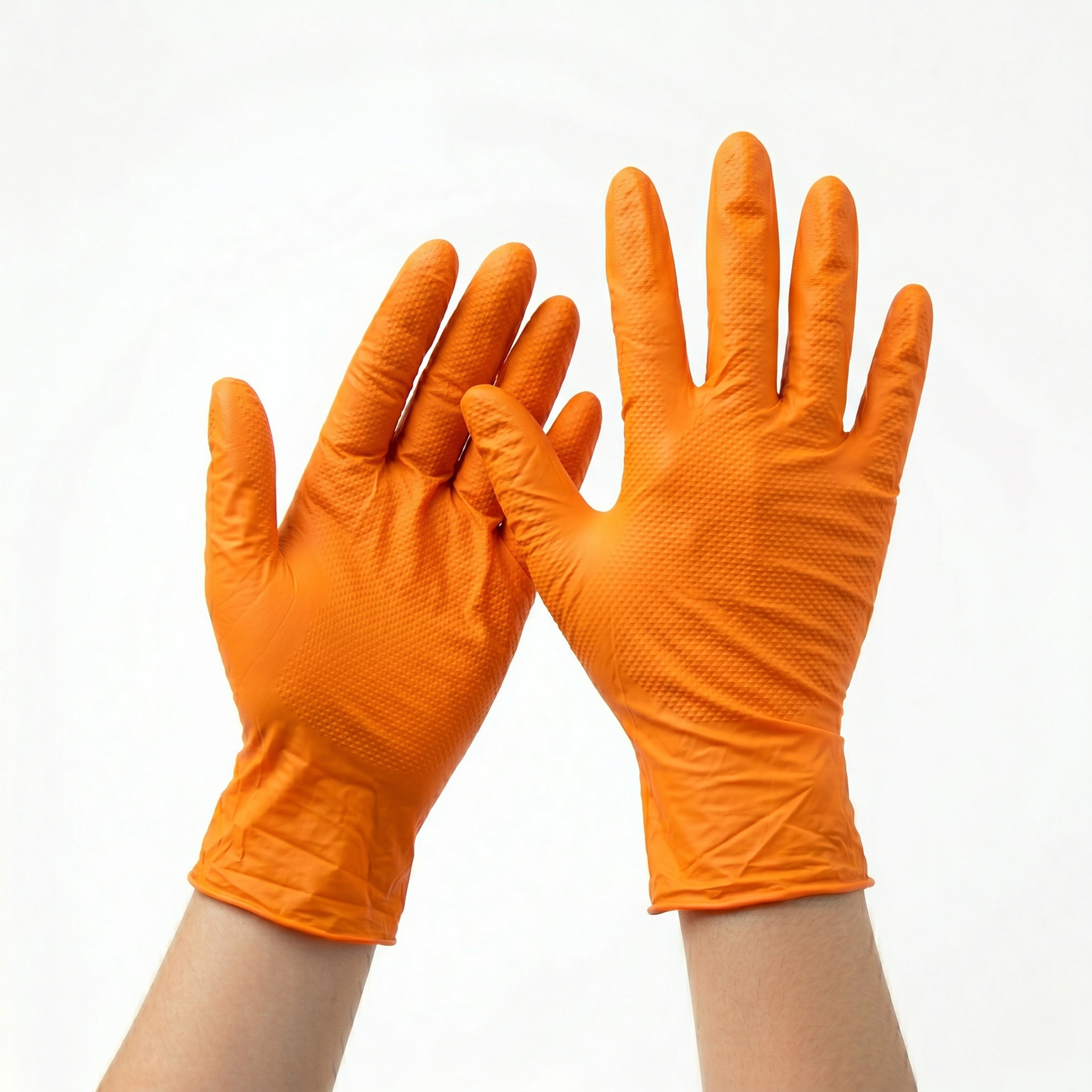 DURACORE, Gants texturés en nitrile orange, sans poudre, 7 mil, boîte de 100