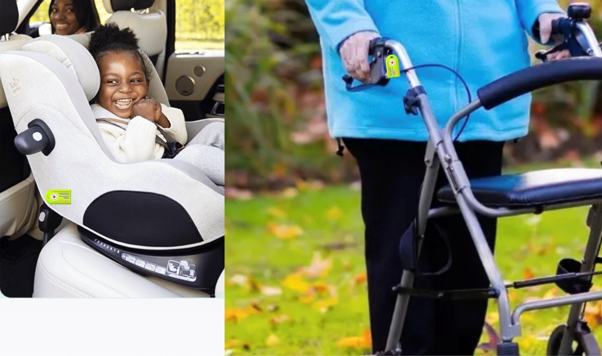 Ensemble d'identification médicale et d'urgence avec étiquette 911 (lot de 2) pour siège auto