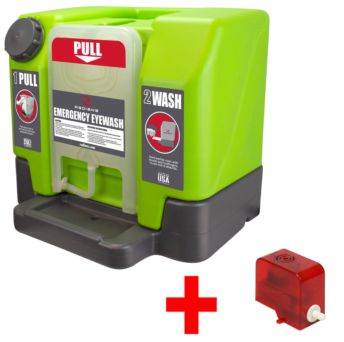 Ensemble de Station de lavage oculaire 15 minutes - 12 gallons avec alarme