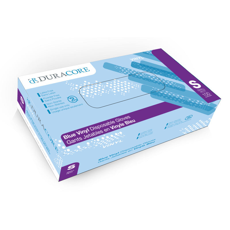 Gants industriels en vinyle bleu Duracore - 4 mil - sans poudre