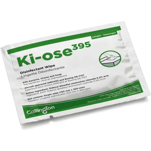 Ki-Ose 395 Surface Disinfectant Wipes, 5.9" x 7.8", Single Pack 1 Wipe/Pack