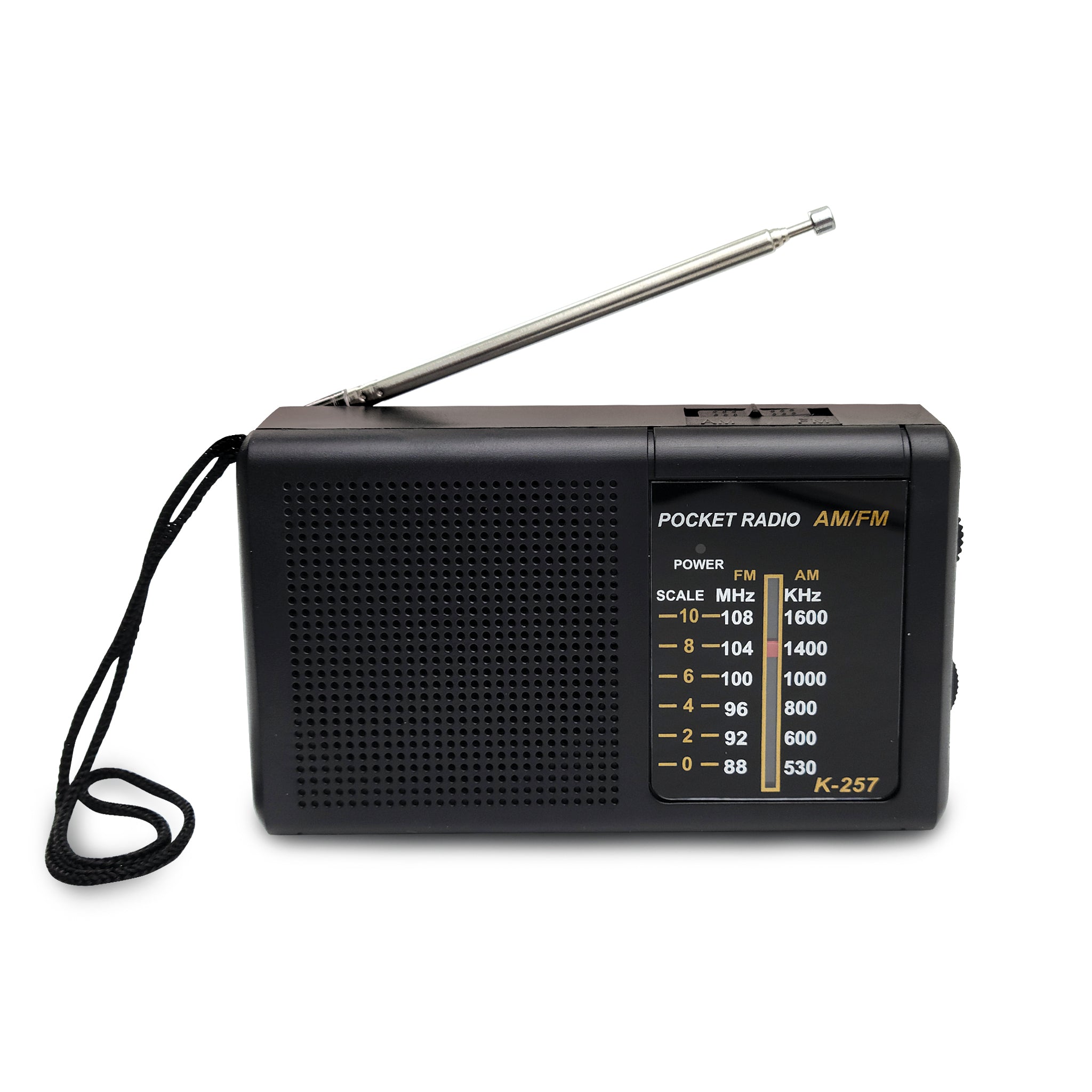 Radio de poche AM/FM (2 piles AA non incluses)