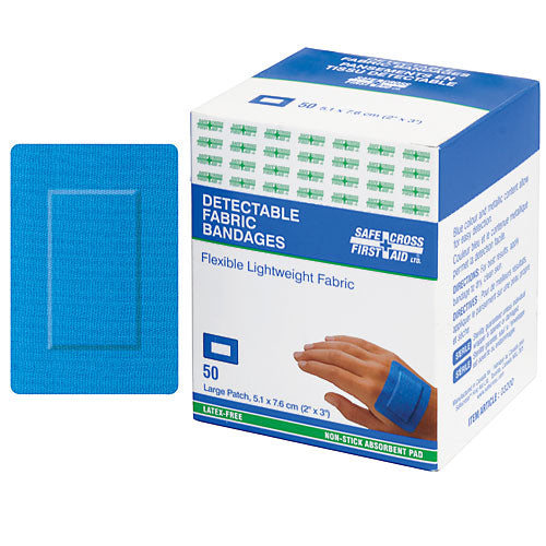 Fabric Detectable Bandages, Large Patch, 5.1 x 7.6 cm, Lightweight, 50/Box