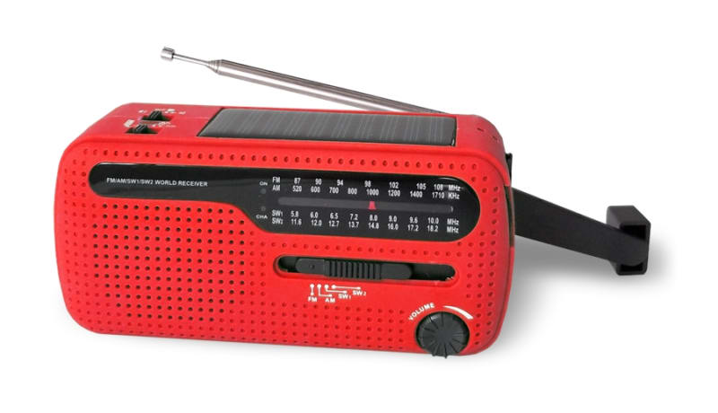 Crank/Solar Power Radio Flashlight with Siren