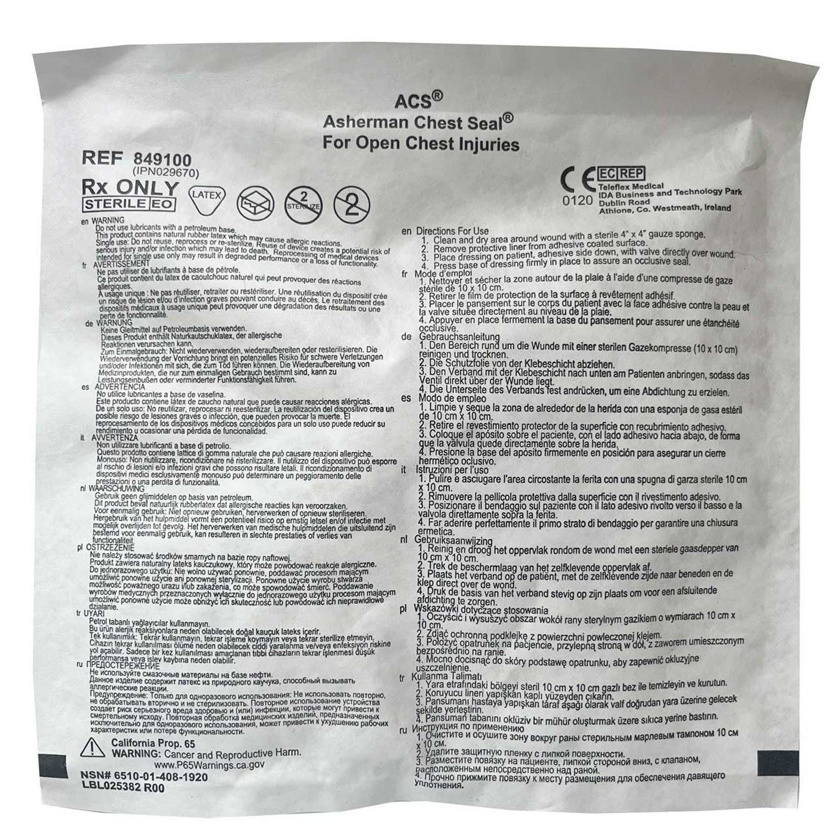 Asherman Chest Seal - Valved 5.5"