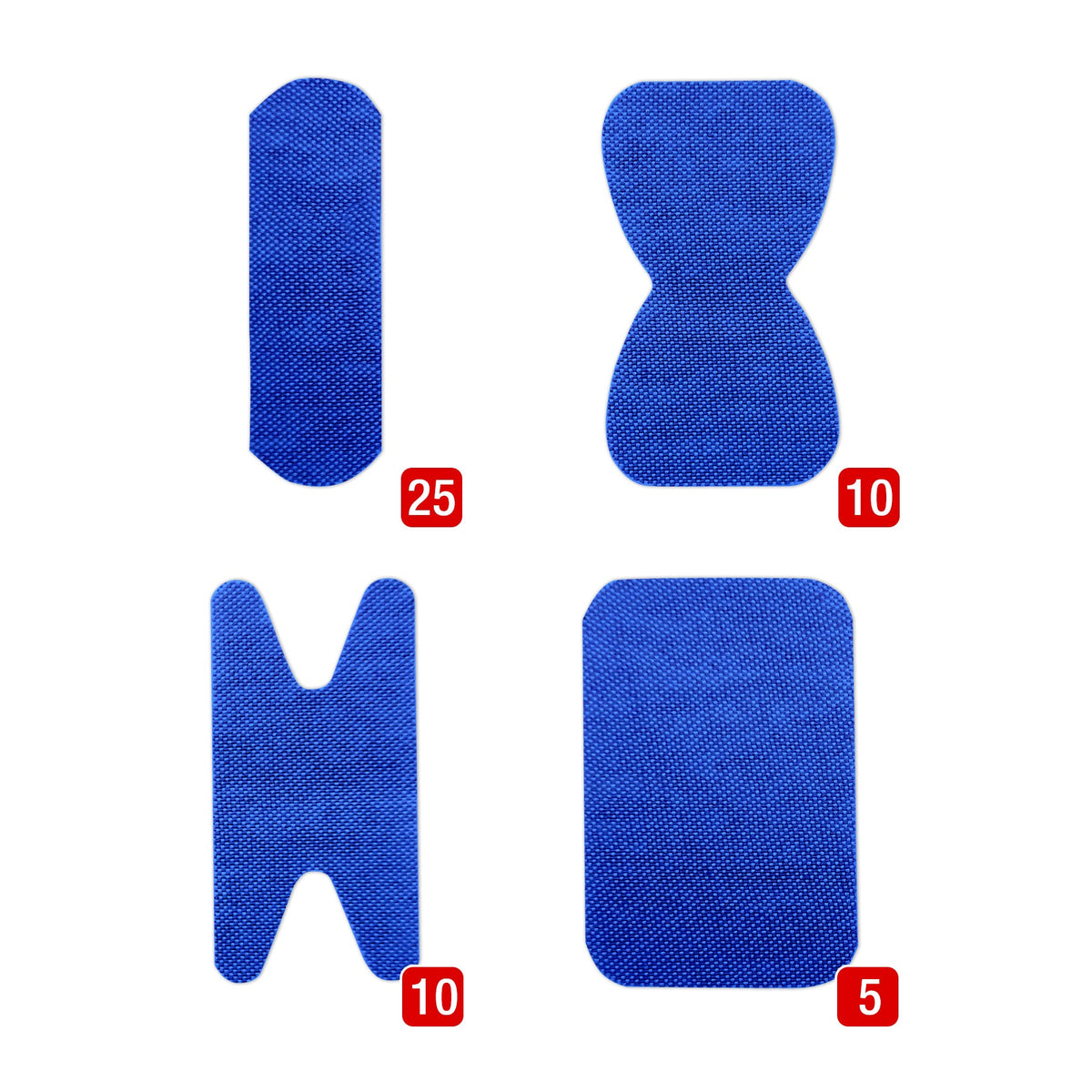Metal Detectable Assorted Fabric Bandages, Blue, 50 Count