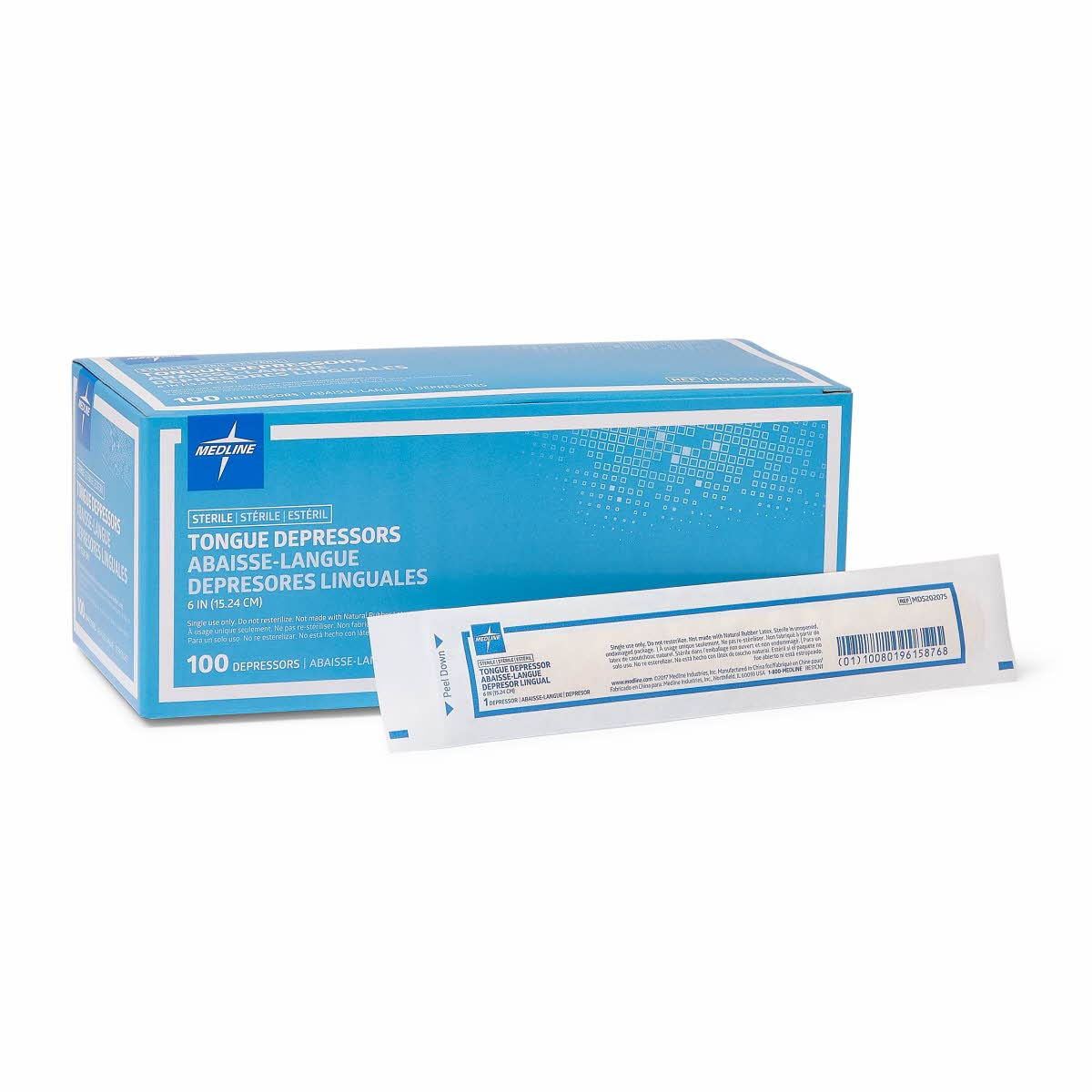 Medline Sterile Tongue Depressor, 6" (Box of 100)