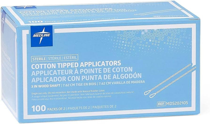 Cotton Tipped Wood Applicator 3" - 2 per Pouch - Pack of 100