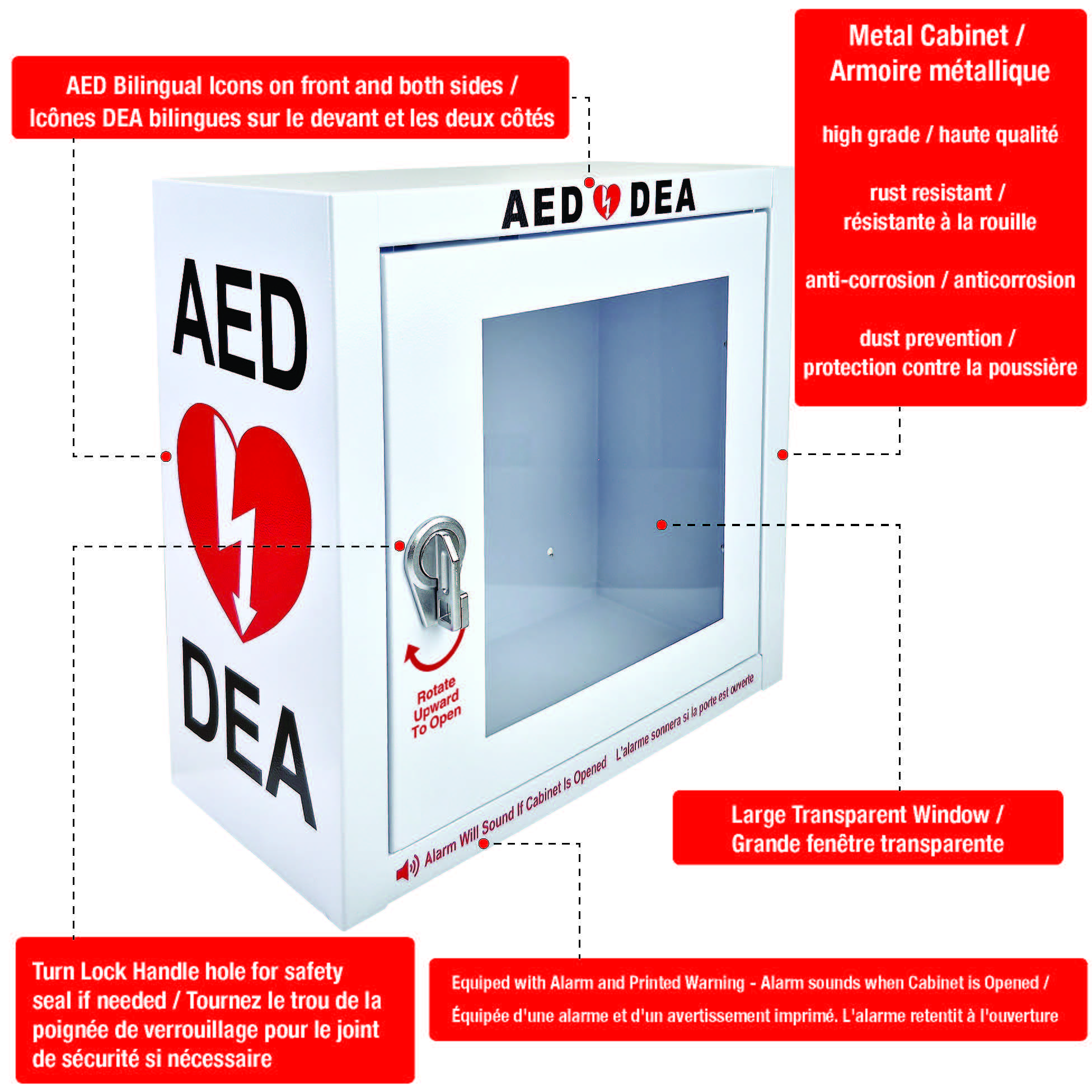AED Wall Cabinet – Surface Mount with 90dB Door Alarm
