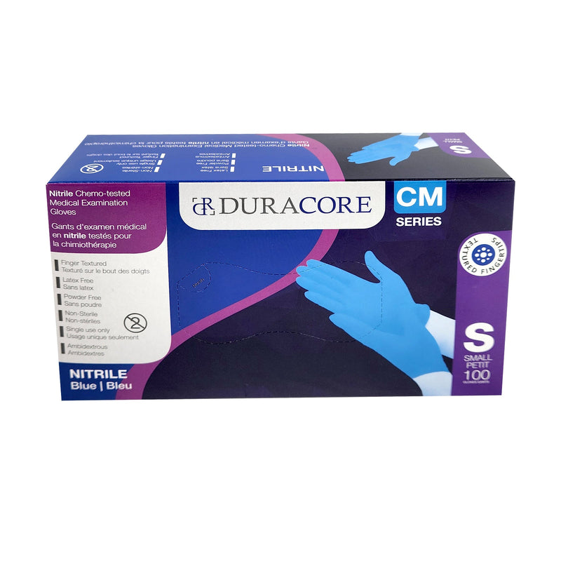 DURACORE, Gants d'examen médical en nitrile bleu, 3,2 mil, petit (boîte de 100)