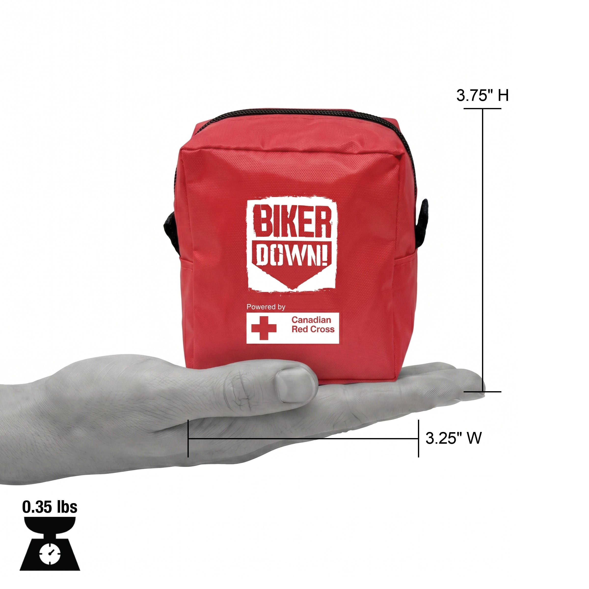 Biker Down Personal First Aid Kit, Nylon, Red