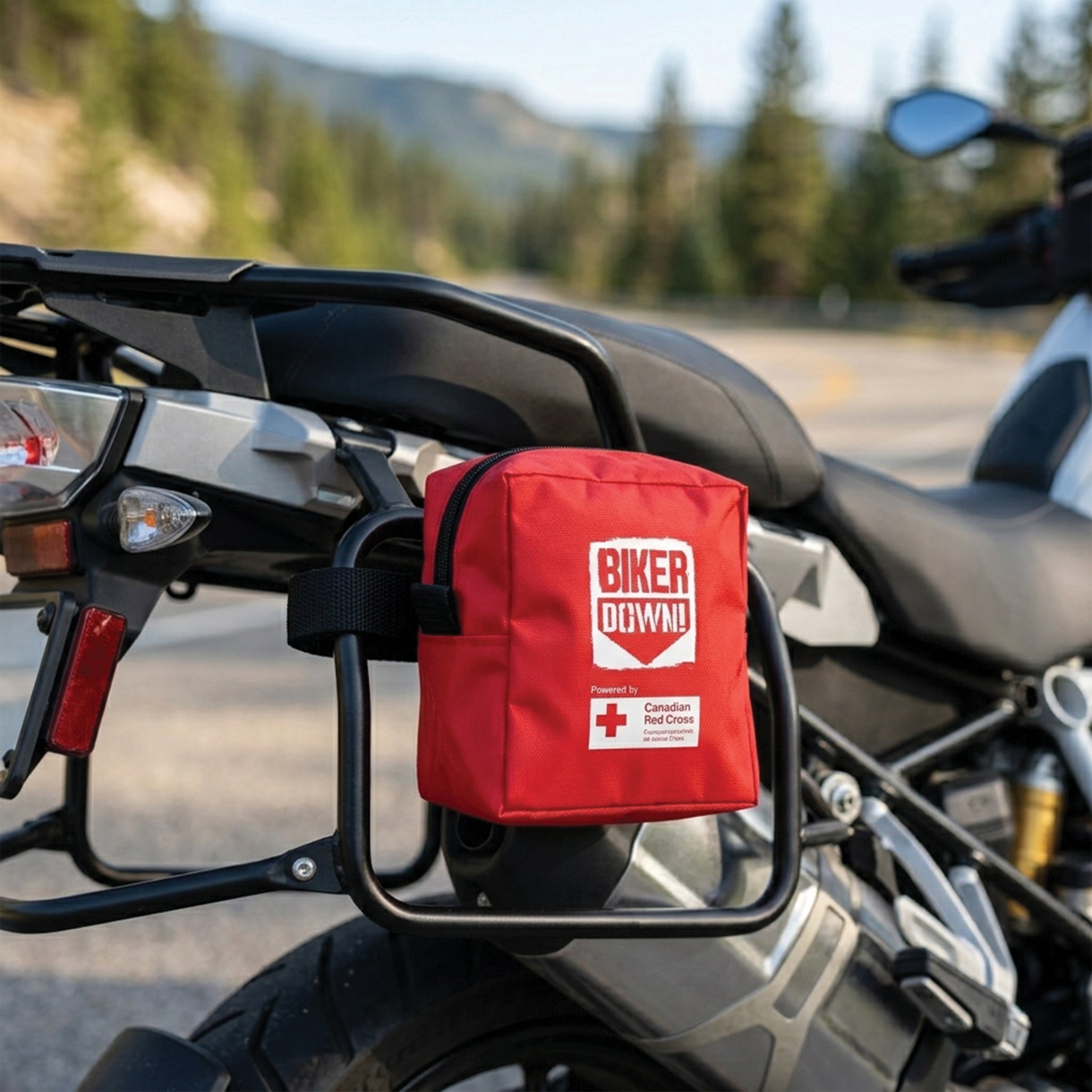 Biker Down Personal First Aid Kit, Nylon, Red