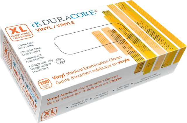 Vinyl Medical Exam Gloves, DuraCore - X-Large (100)