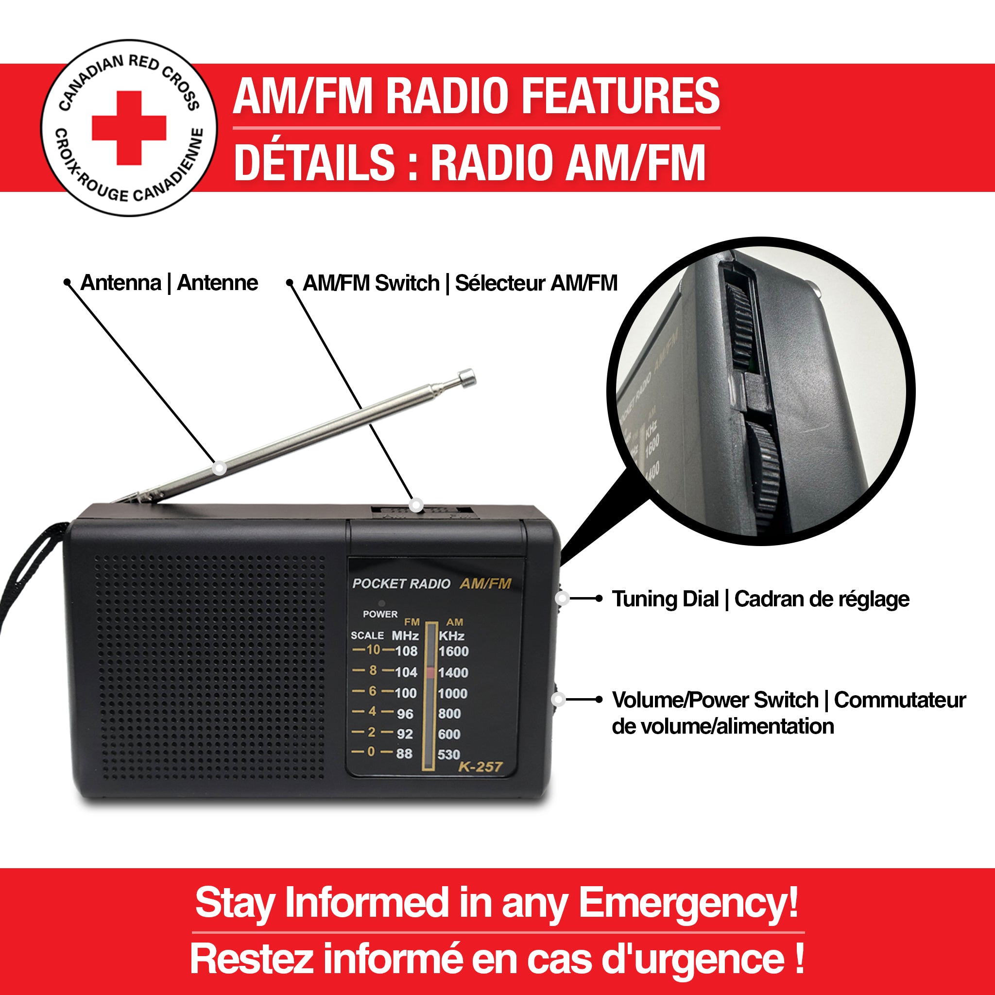 AM/FM Pocket Radio (2 AA batteries not included)