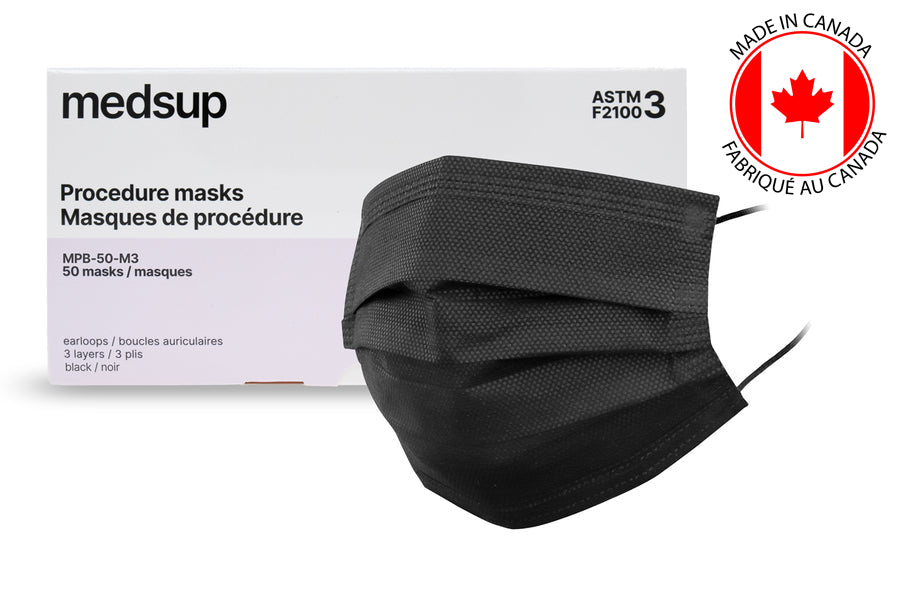 Masque de procédure médicale noir ASTM-F2100-20 Niveau 3