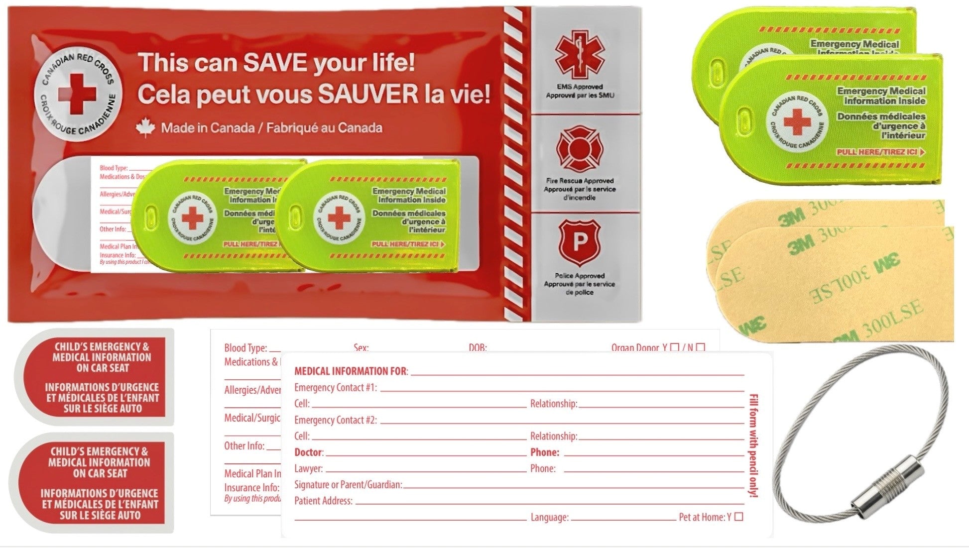 My Emergency Information Tag (CRC) - 2 pack - Car Seat Kit
