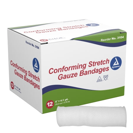 Dynarex Conforming Stretch Gauze Bandage, N/S (3" or 4") - 12/Box