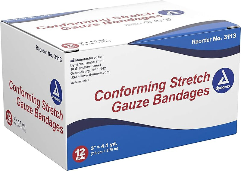<tc>Bandage de gaze extensible Dynarex, stérile (3" ou 4") - 12/boîte</tc>